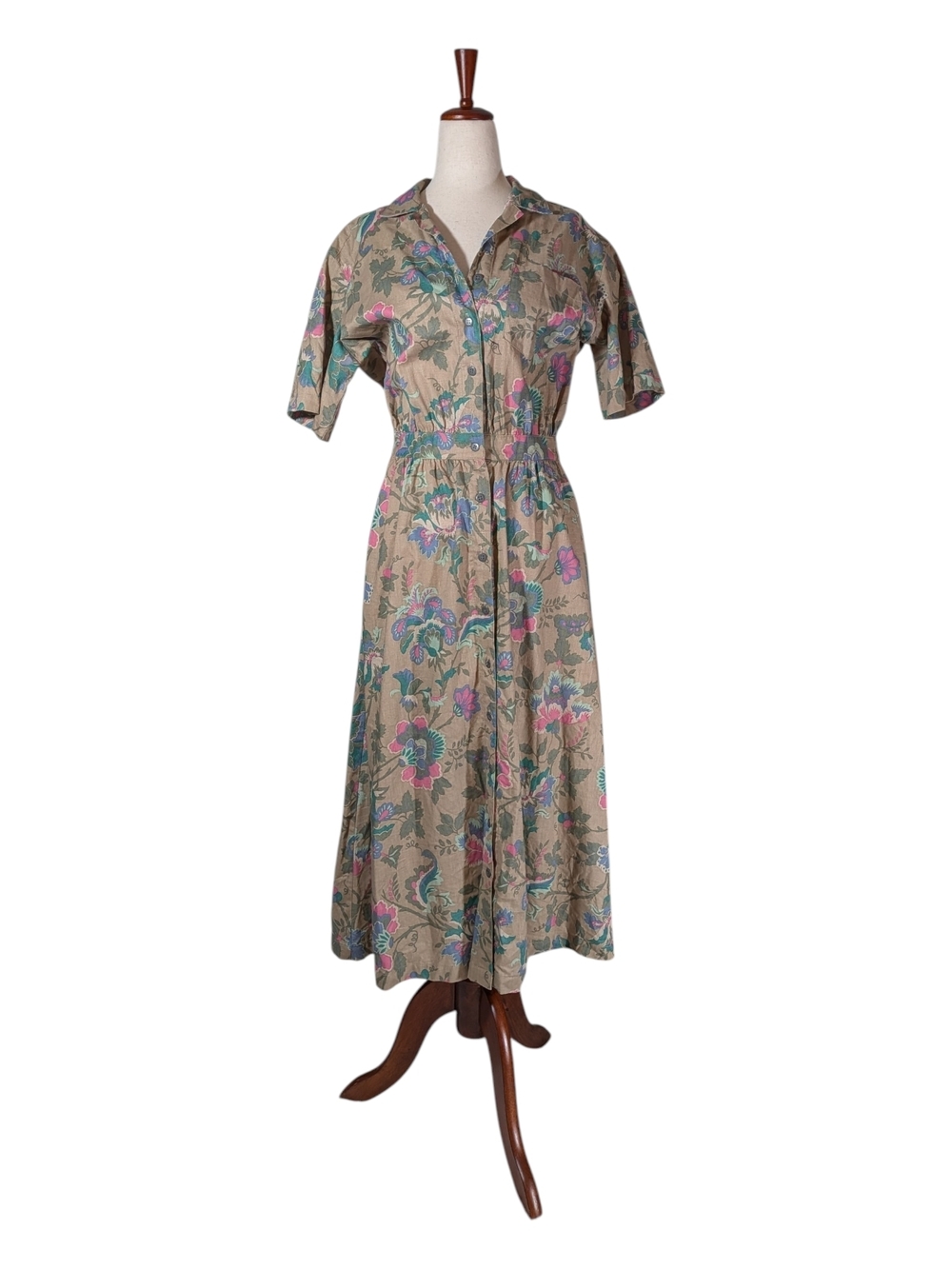 Vintage Eddie Bauer Floral Button-Front Midi Dress
